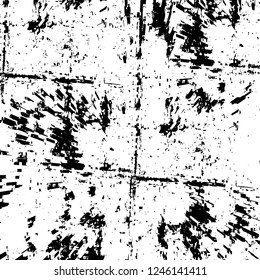 Grunge overlay layer. Abstract black and white vector background. Monochrome vintage surface with dirty pattern in cracks, spots, dots. Old painted wall in dark horror style design