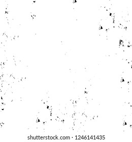 Grunge overlay layer. Abstract black and white vector background. Monochrome vintage surface with dirty pattern in cracks, spots, dots. Old painted wall in dark horror style design