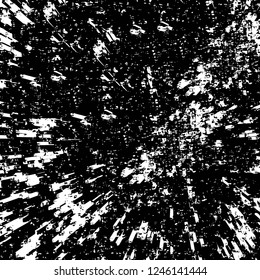 Grunge overlay layer. Abstract black and white vector background. Monochrome vintage surface with dirty pattern in cracks, spots, dots. Old painted wall in dark horror style design