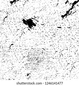 Grunge overlay layer. Abstract black and white vector background. Monochrome vintage surface with dirty pattern in cracks, spots, dots. Old painted wall in dark horror style design