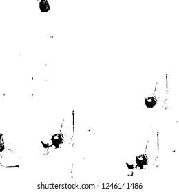 Grunge overlay layer. Abstract black and white vector background. Monochrome vintage surface with dirty pattern in cracks, spots, dots. Old painted wall in dark horror style design