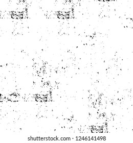 Grunge overlay layer. Abstract black and white vector background. Monochrome vintage surface with dirty pattern in cracks, spots, dots. Old painted wall in dark horror style design