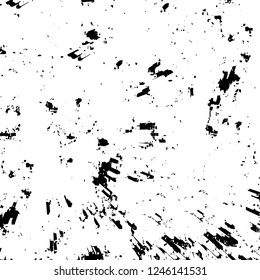 Grunge overlay layer. Abstract black and white vector background. Monochrome vintage surface with dirty pattern in cracks, spots, dots. Old painted wall in dark horror style design