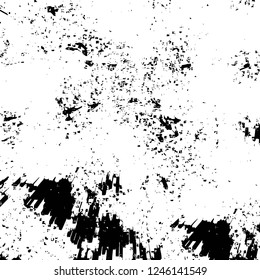 Grunge overlay layer. Abstract black and white vector background. Monochrome vintage surface with dirty pattern in cracks, spots, dots. Old painted wall in dark horror style design