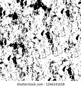 Grunge overlay layer. Abstract black and white vector background. Monochrome vintage surface with dirty pattern in cracks, spots, dots. Old painted wall in dark horror style design