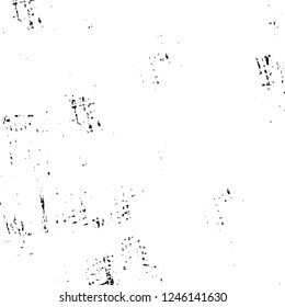 Grunge overlay layer. Abstract black and white vector background. Monochrome vintage surface with dirty pattern in cracks, spots, dots. Old painted wall in dark horror style design