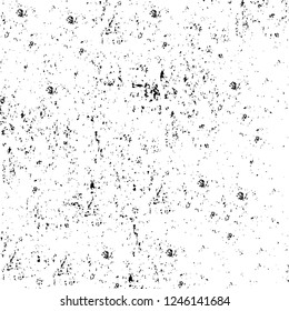 Grunge overlay layer. Abstract black and white vector background. Monochrome vintage surface with dirty pattern in cracks, spots, dots. Old painted wall in dark horror style design