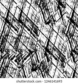 Grunge overlay layer. Abstract black and white vector background. Monochrome vintage surface with dirty pattern in cracks, spots, dots. Old painted wall in dark horror style design