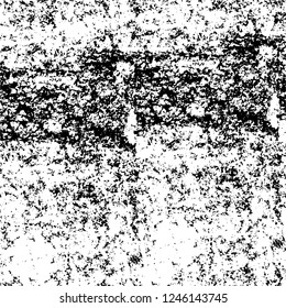 Grunge overlay layer. Abstract black and white vector background. Monochrome vintage surface with dirty pattern in cracks, spots, dots. Old painted wall in dark horror style design