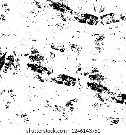 Grunge overlay layer. Abstract black and white vector background. Monochrome vintage surface with dirty pattern in cracks, spots, dots. Old painted wall in dark horror style design