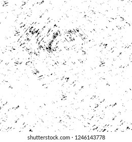 Grunge overlay layer. Abstract black and white vector background. Monochrome vintage surface with dirty pattern in cracks, spots, dots. Old painted wall in dark horror style design