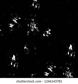 Grunge overlay layer. Abstract black and white vector background. Monochrome vintage surface with dirty pattern in cracks, spots, dots. Old painted wall in dark horror style design