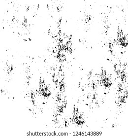 Grunge overlay layer. Abstract black and white vector background. Monochrome vintage surface with dirty pattern in cracks, spots, dots. Old painted wall in dark horror style design