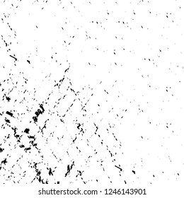 Grunge overlay layer. Abstract black and white vector background. Monochrome vintage surface with dirty pattern in cracks, spots, dots. Old painted wall in dark horror style design