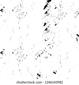 Grunge overlay layer. Abstract black and white vector background. Monochrome vintage surface with dirty pattern in cracks, spots, dots. Old painted wall in dark horror style design