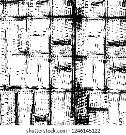Grunge overlay layer. Abstract black and white vector background. Monochrome vintage surface with dirty pattern in cracks, spots, dots. Old painted wall in dark horror style design