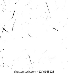 Grunge overlay layer. Abstract black and white vector background. Monochrome vintage surface with dirty pattern in cracks, spots, dots. Old painted wall in dark horror style design