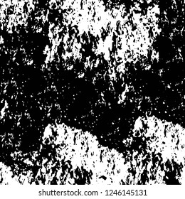 Grunge overlay layer. Abstract black and white vector background. Monochrome vintage surface with dirty pattern in cracks, spots, dots. Old painted wall in dark horror style design