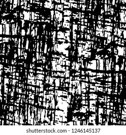 Grunge overlay layer. Abstract black and white vector background. Monochrome vintage surface with dirty pattern in cracks, spots, dots. Old painted wall in dark horror style design