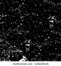 Grunge overlay layer. Abstract black and white vector background. Monochrome vintage surface with dirty pattern in cracks, spots, dots. Old painted wall in dark horror style design