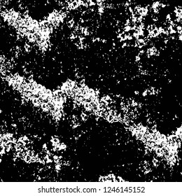Grunge overlay layer. Abstract black and white vector background. Monochrome vintage surface with dirty pattern in cracks, spots, dots. Old painted wall in dark horror style design