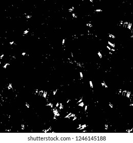 Grunge overlay layer. Abstract black and white vector background. Monochrome vintage surface with dirty pattern in cracks, spots, dots. Old painted wall in dark horror style design