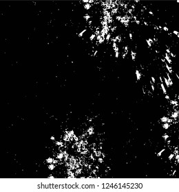 Grunge overlay layer. Abstract black and white vector background. Monochrome vintage surface with dirty pattern in cracks, spots, dots. Old painted wall in dark horror style design