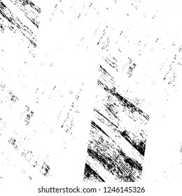 Grunge overlay layer. Abstract black and white vector background. Monochrome vintage surface with dirty pattern in cracks, spots, dots. Old painted wall in dark horror style design