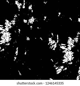 Grunge overlay layer. Abstract black and white vector background. Monochrome vintage surface with dirty pattern in cracks, spots, dots. Old painted wall in dark horror style design