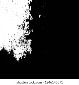 Grunge overlay layer. Abstract black and white vector background. Monochrome vintage surface with dirty pattern in cracks, spots, dots. Old painted wall in dark horror style design