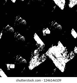 Grunge overlay layer. Abstract black and white vector background. Monochrome vintage surface with dirty pattern in cracks, spots, dots. Old painted wall in dark horror style design