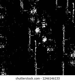 Grunge overlay layer. Abstract black and white vector background. Monochrome vintage surface with dirty pattern in cracks, spots, dots. Old painted wall in dark horror style design