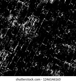 Grunge overlay layer. Abstract black and white vector background. Monochrome vintage surface with dirty pattern in cracks, spots, dots. Old painted wall in dark horror style design