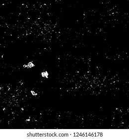 Grunge overlay layer. Abstract black and white vector background. Monochrome vintage surface with dirty pattern in cracks, spots, dots. Old painted wall in dark horror style design