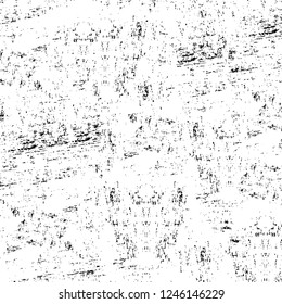 Grunge overlay layer. Abstract black and white vector background. Monochrome vintage surface with dirty pattern in cracks, spots, dots. Old painted wall in dark horror style design