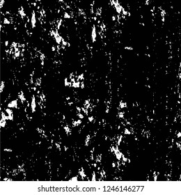 Grunge overlay layer. Abstract black and white vector background. Monochrome vintage surface with dirty pattern in cracks, spots, dots. Old painted wall in dark horror style design