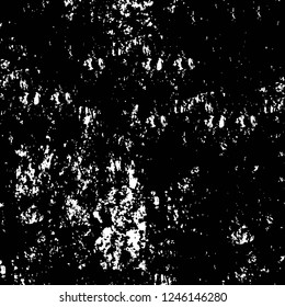 Grunge overlay layer. Abstract black and white vector background. Monochrome vintage surface with dirty pattern in cracks, spots, dots. Old painted wall in dark horror style design