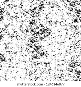 Grunge overlay layer. Abstract black and white vector background. Monochrome vintage surface with dirty pattern in cracks, spots, dots. Old painted wall in dark horror style design