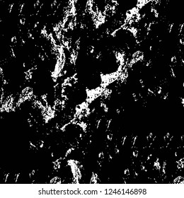 Grunge overlay layer. Abstract black and white vector background. Monochrome vintage surface with dirty pattern in cracks, spots, dots. Old painted wall in dark horror style design
