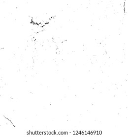 Grunge overlay layer. Abstract black and white vector background. Monochrome vintage surface with dirty pattern in cracks, spots, dots. Old painted wall in dark horror style design