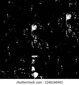 Grunge overlay layer. Abstract black and white vector background. Monochrome vintage surface with dirty pattern in cracks, spots, dots. Old painted wall in dark horror style design