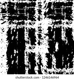 Grunge overlay layer. Abstract black and white vector background. Monochrome vintage surface with dirty pattern in cracks, spots, dots. Old painted wall in dark horror style design