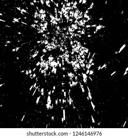 Grunge overlay layer. Abstract black and white vector background. Monochrome vintage surface with dirty pattern in cracks, spots, dots. Old painted wall in dark horror style design