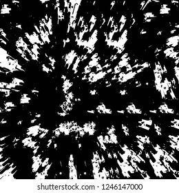 Grunge overlay layer. Abstract black and white vector background. Monochrome vintage surface with dirty pattern in cracks, spots, dots. Old painted wall in dark horror style design