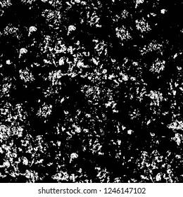 Grunge overlay layer. Abstract black and white vector background. Monochrome vintage surface with dirty pattern in cracks, spots, dots. Old painted wall in dark horror style design