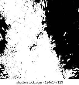 Grunge overlay layer. Abstract black and white vector background. Monochrome vintage surface with dirty pattern in cracks, spots, dots. Old painted wall in dark horror style design