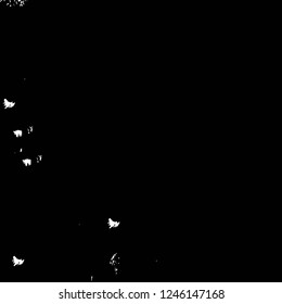 Grunge overlay layer. Abstract black and white vector background. Monochrome vintage surface with dirty pattern in cracks, spots, dots. Old painted wall in dark horror style design