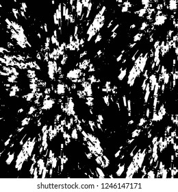 Grunge overlay layer. Abstract black and white vector background. Monochrome vintage surface with dirty pattern in cracks, spots, dots. Old painted wall in dark horror style design
