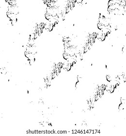 Grunge overlay layer. Abstract black and white vector background. Monochrome vintage surface with dirty pattern in cracks, spots, dots. Old painted wall in dark horror style design
