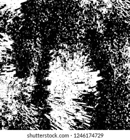 Grunge overlay layer. Abstract black and white vector background. Monochrome vintage surface with dirty pattern in cracks, spots, dots. Old painted wall in dark horror style design